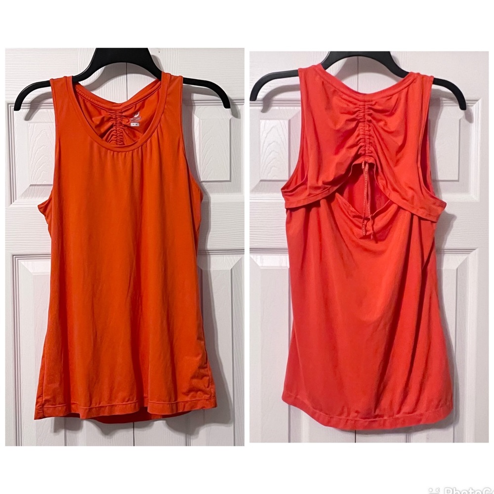 Merrell Open Back Ruched Orange Tank Top Size Medium